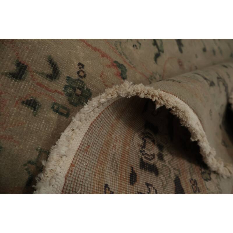 Hand Knotted Oriental 100% Wool Carpet Traditional All-Over Beige & Ivories Ziegler Area Rug - 8' 9'' X 6' 1''