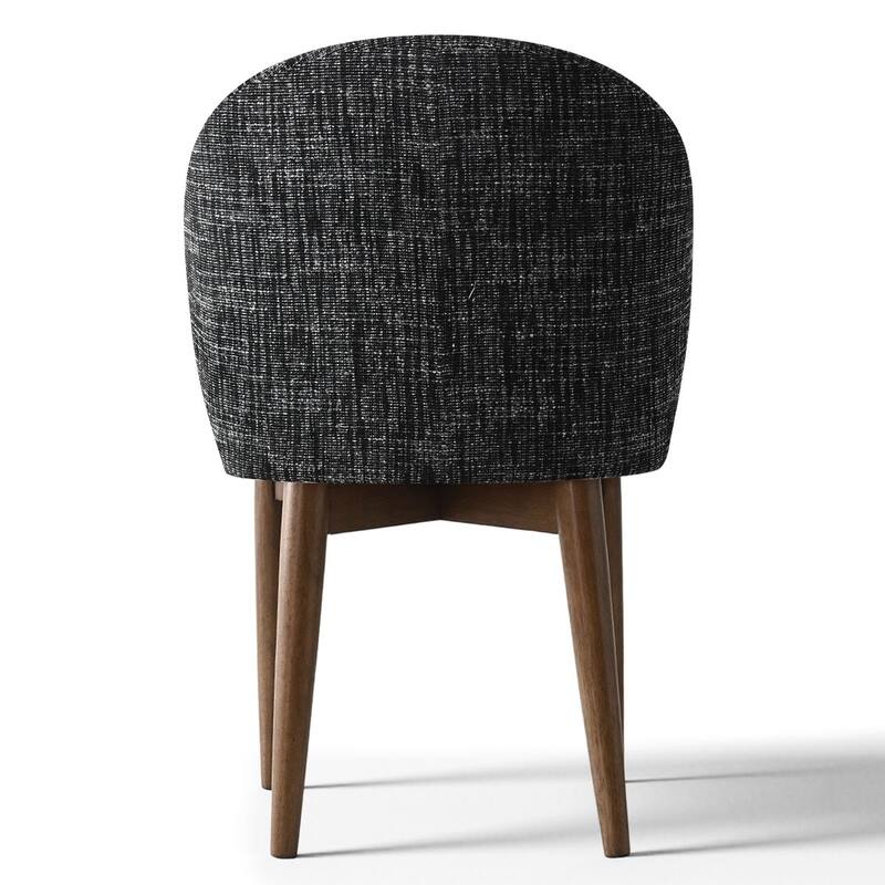 Upholstered Barrel Dining Chair With Walnut Legs (Set of 2)