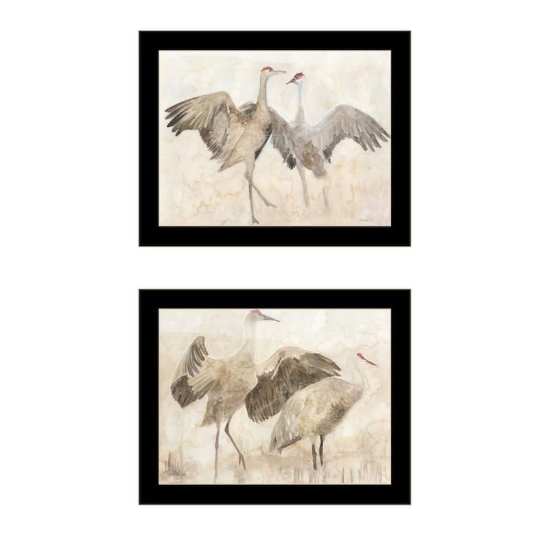 Trendy Decor 4U "Sandhill Cranes 1 & II" Printed Framed Wall Art by Stellar Design Studio - Black - 18 x 14