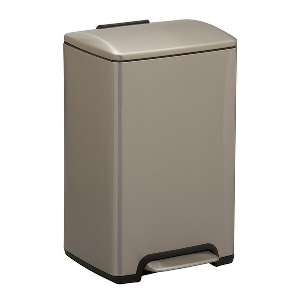 Household Essentials StayOpen Lock Step Trash Can 15L, Removable Bucket with Handle, Stainless