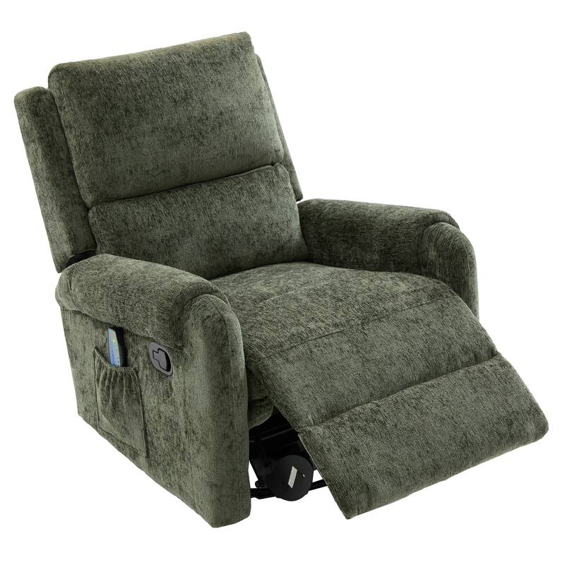 Roomfitters Manual Massage Recliner Chair with Swivel Rocker Base, Chenille Nursery Glider