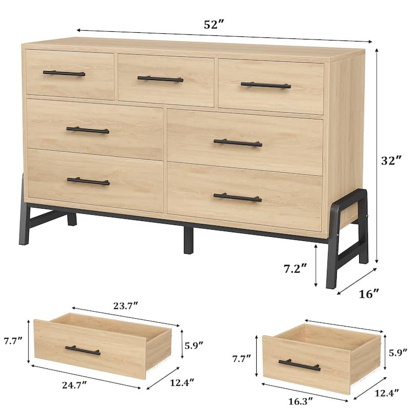 52" Dresser for Bedroom, 7 Dresser
