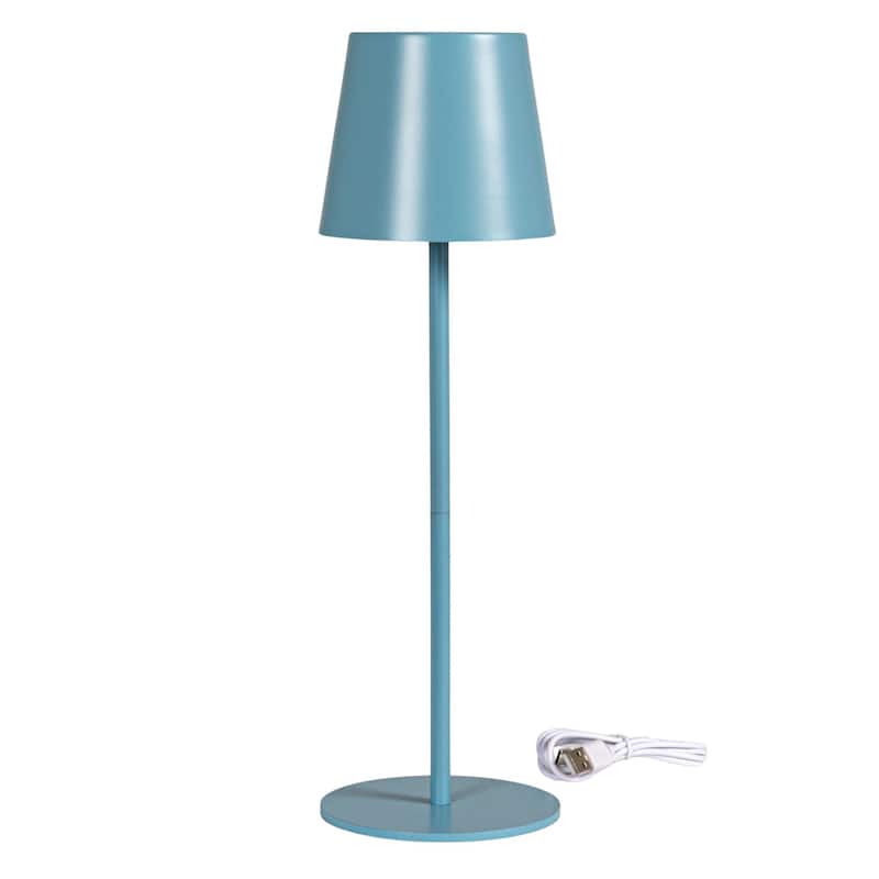 Metal LED Rechargeable Table Lamp with Touch Sensor, Blue - 4.3"L x 4.3"W x 14.5"H