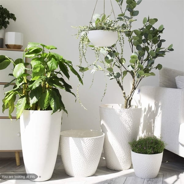 Tall Planters Outdoor Indoor - 20 inch Modern White Flower Pots with  Drainage Holes for Balcony Garden Patio Deck Pack 2 - Bed Bath & Beyond -  33846425
