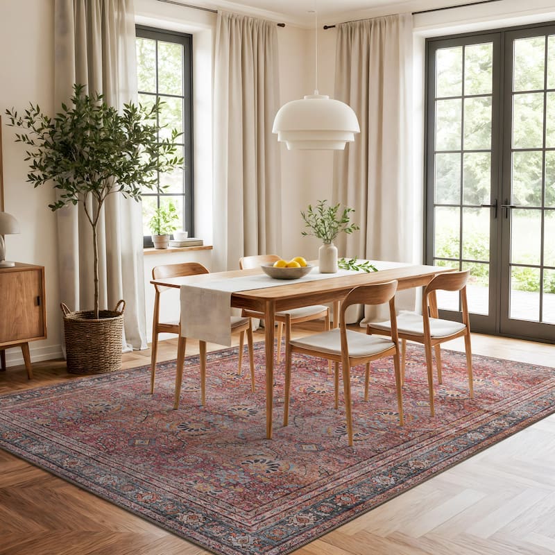 World Rug Gallery Vintage Inspired Machine Washable Non Slip Area Rug