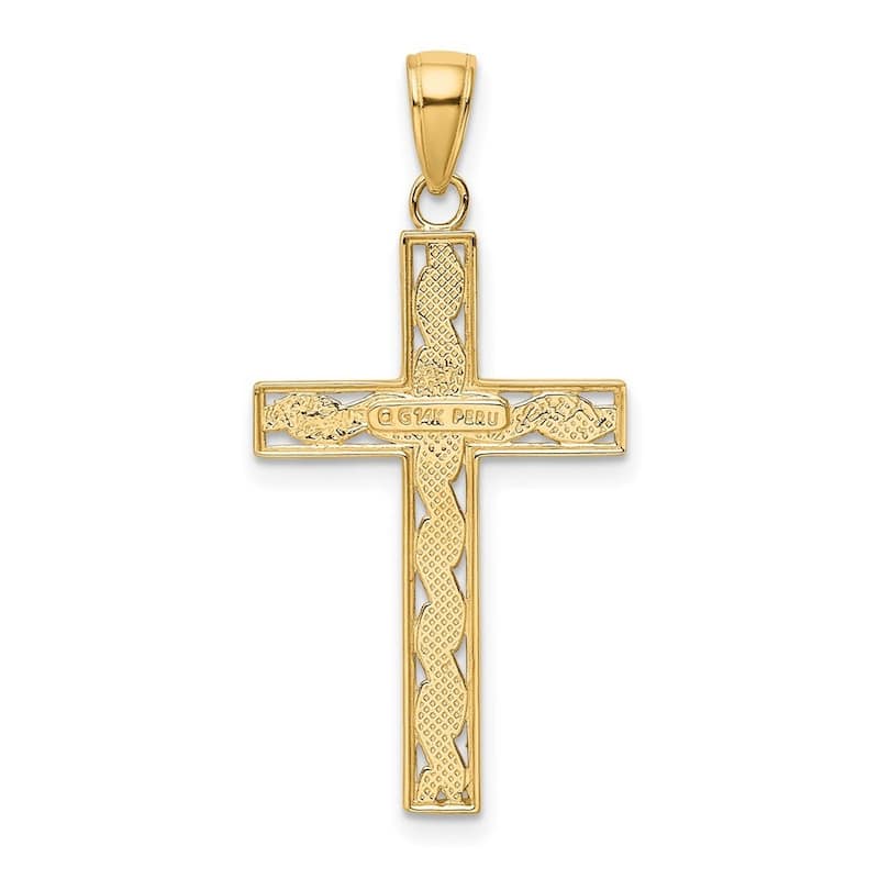 Curata 14k Yellow Gold 18" 26x17mm Solid Polished Rope Cross Necklace