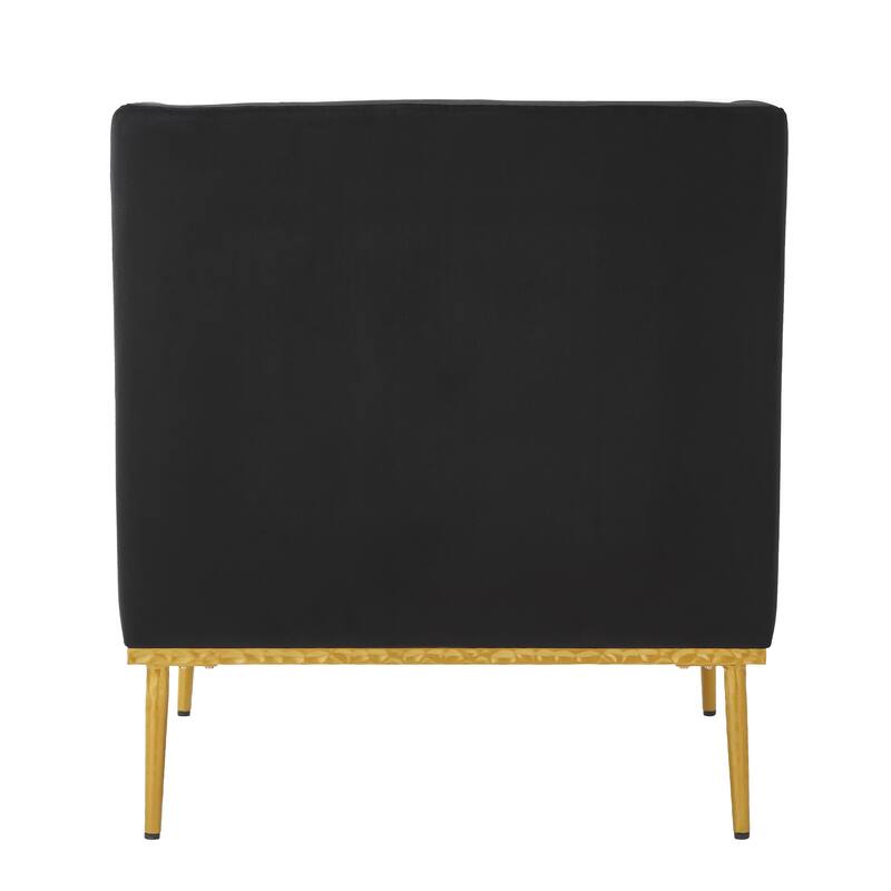 Roomfitters Modern Velvet Accent Armchair with Curved Armrests, Iron Frame Single Sofa