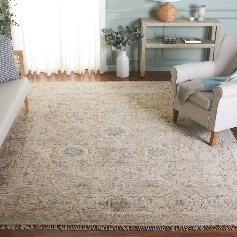 SAFAVIEH Hand-Knotted Samarkand Tepa Wool Rug - Beige/Ivory - 10' x 14'