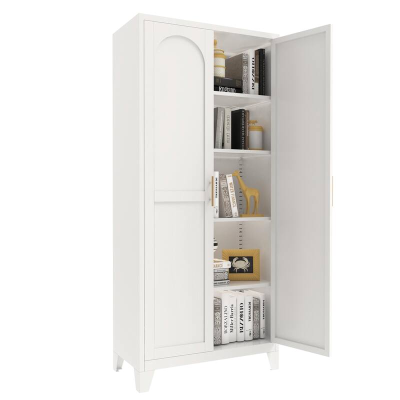 71" 2 Shapely Doors Cabinet, Metal Storage Cabinet with Doors and Adjustable Shelves