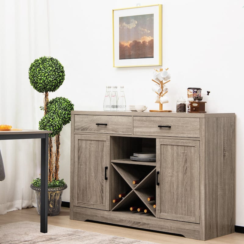 Gymax Kitchen Storage Buffet Cabinet Farmhouse Wooden Sideboard w/2