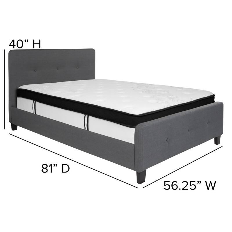 Button Tufted Platform Bed with Memory Foam Pocket Spring Mattress