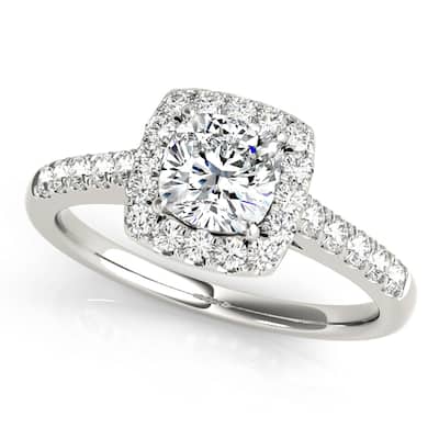 Auriya 14k White Gold Lab Grown Cushion Diamond Halo Engagement Ring 0.50 to 5.00 ct. tw. (F-G VS)