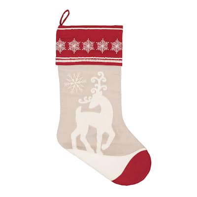Christmas Deer With Snowflakes Stocking - 8.5" x 20"