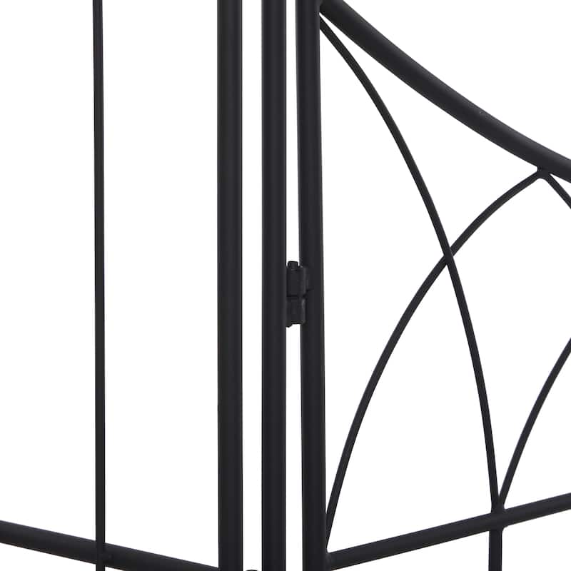 Metal Indoor Outdoor Arched Gate Garden Arbor with Lattice Work Sides - Black or White - Roche River Decor