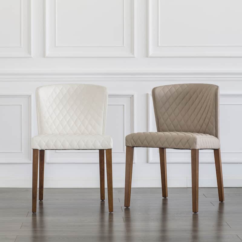 NPD Furniture Albie Diamond Stitching Faux Leather Dining Chair (Set of 2)