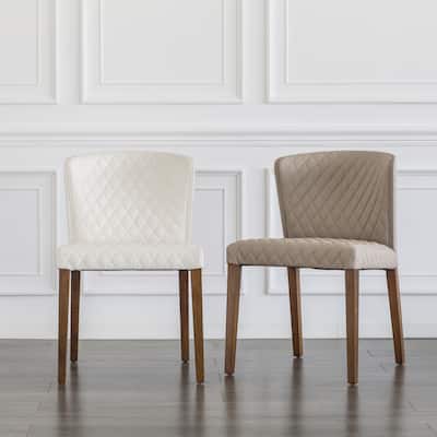NPD Furniture Albie Diamond Stitching Faux Leather Dining Chair (Set of 2)