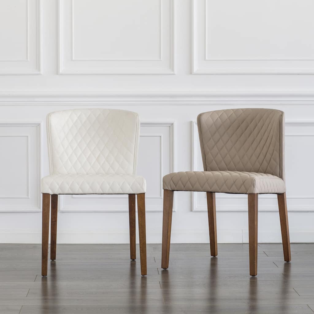 NPD Furniture Albie Diamond Stitching Faux Leather Dining Chair (Set of 2)