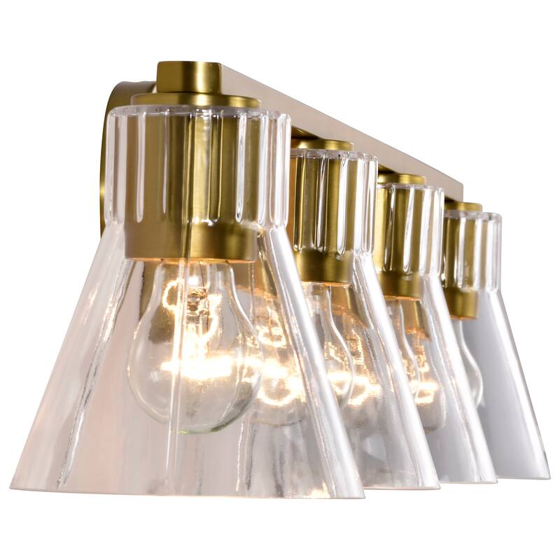 Gianna 4 Light Vanity Vintage Brass Finish Clear Glass - Vintage Brass