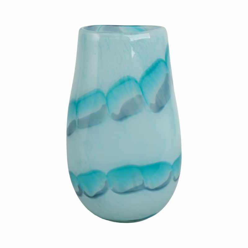 Glass Vases Coastal Style with Sculpted Detailing and Swirl Design - 7" x 6" x 12"