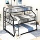 preview thumbnail 1 of 20, Twin XL/Full XL/Queen Metal Triple Bunk Bed with Guardrails Black