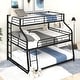 preview thumbnail 10 of 16, Twin XL/Full XL/Queen Triple Bunk Bed with Ladder & Guardrails Black