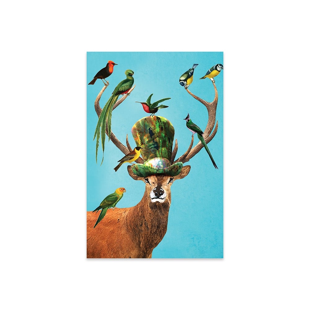 Deer With Birds Print On Acrylic Glass by Coco de Paris