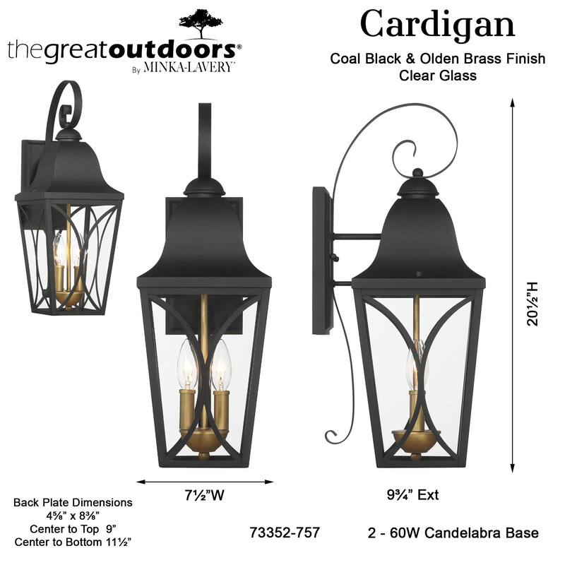 The Great Outdoors 73352 Cardigan 2 Light 21" Tall Outdoor Wall Sconce