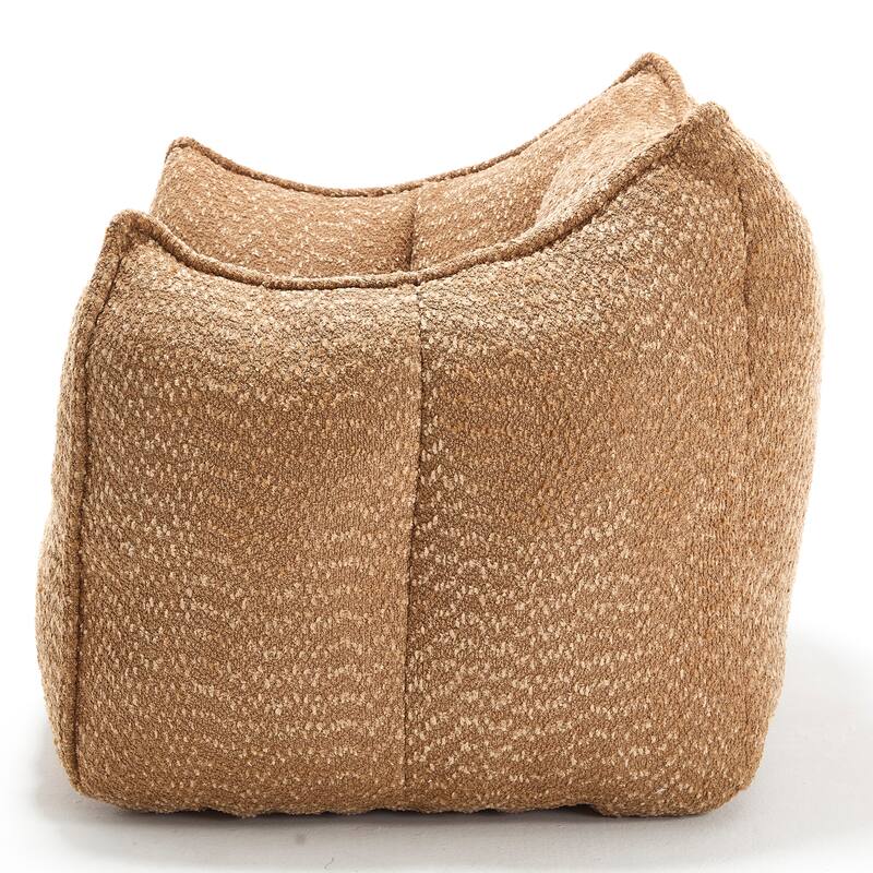 Chenille Square Bean Bag Chair, High Resilience Foam Lounge Chair, Cozy Aldult Lazy Sofa with Curved Armrests and Backrest