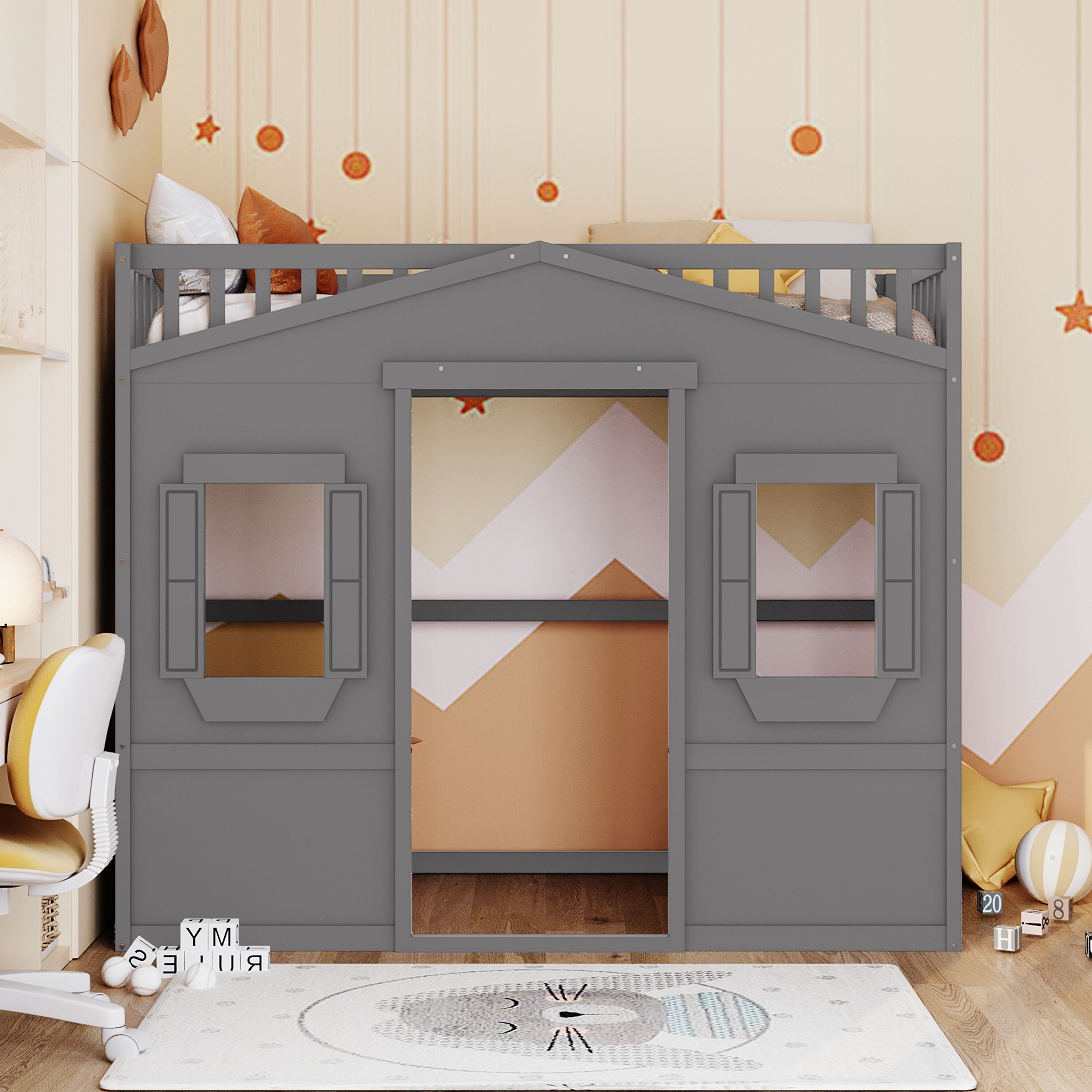 House Loft Bed Twin Kids Playhouse Bed Solid Wood Loft Bed Frame