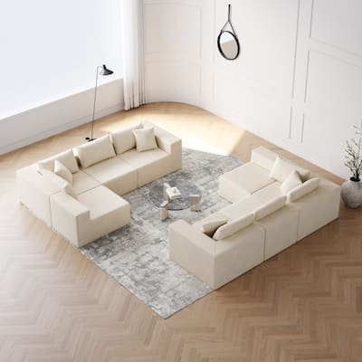 Luxury Floor Standing Couch Set Sectional Sofa Set Corduroy Upholstered Modular Sofa - Freely Combined Into Various Shapes