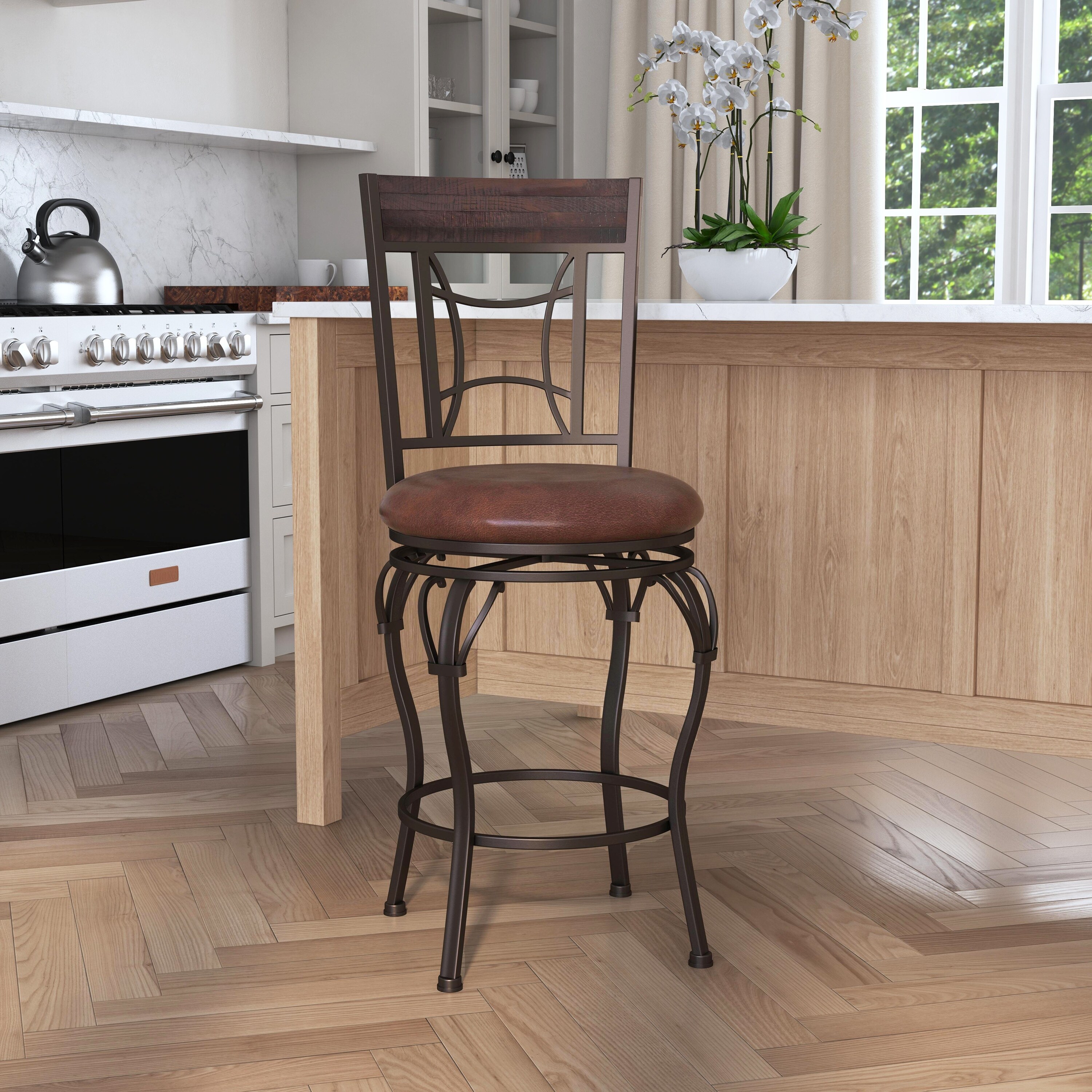 Hillsdale Furniture Granada Metal Swivel Stool Dark Chestnut