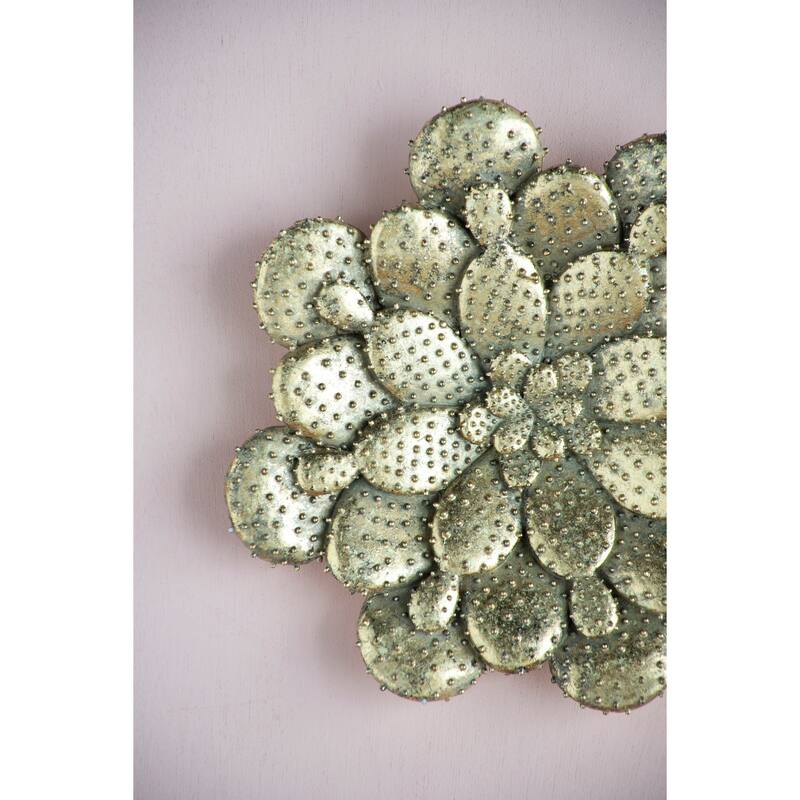 2-Piece, Modern Wall Decor Succulent Wall Plaque with Gold Finish, Suitable for Any Home and Office Space