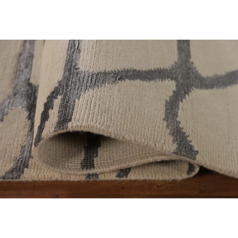 All-Over Abstract Modern Area Rug Handmade Wool Carpet - 7'11"x 9'9"