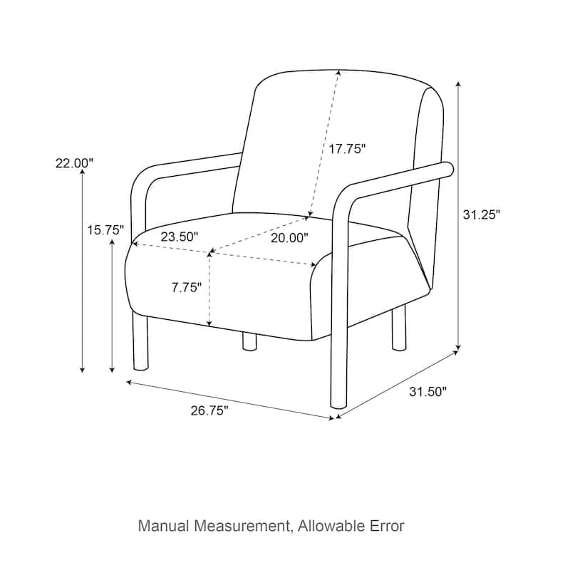 Glitzhome 31.25"H Fabric Thick Armchair with Walnut Rubberwood Frame