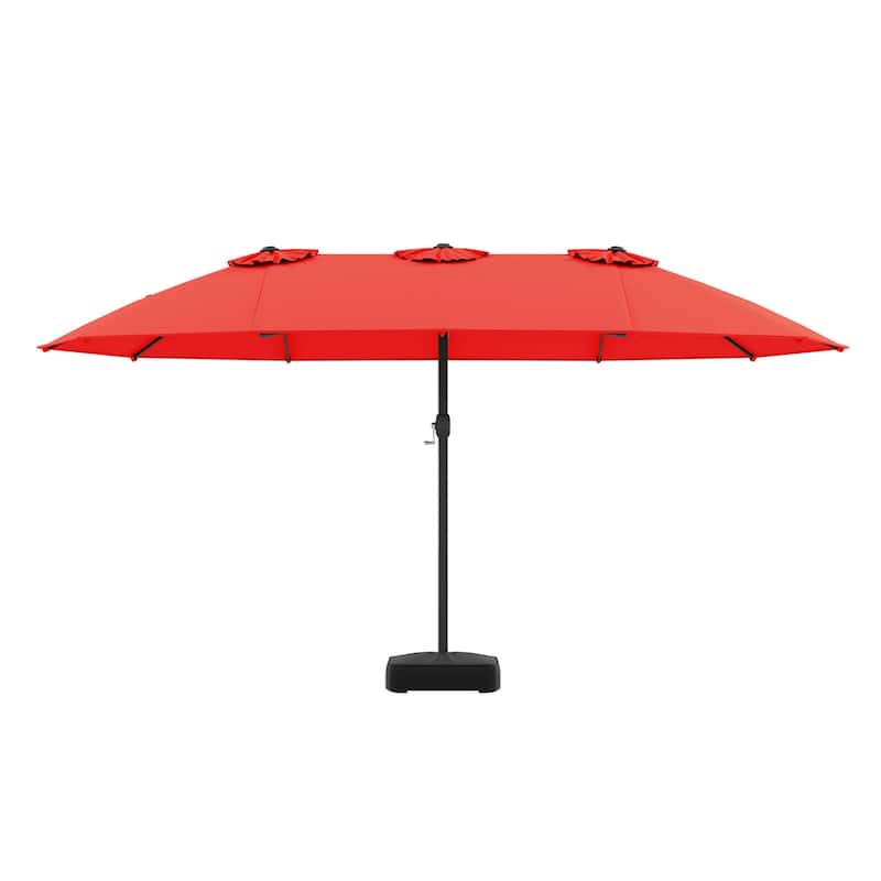 Costway 15FT Double-Sided Twin Patio Umbrella Outdoor Market W/ Crank