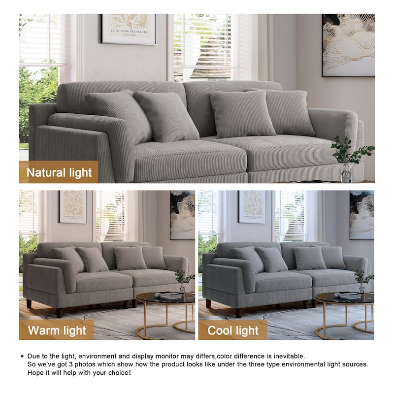 90" Corduroy Sectional Sofa Lounge Sleeper Sofa