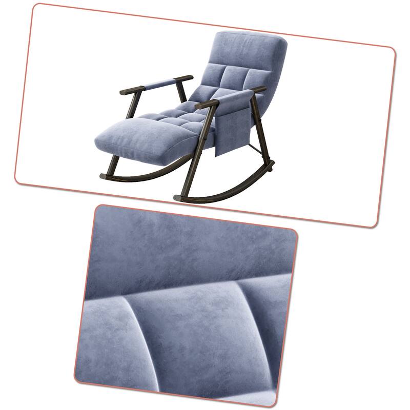 Modern Classic Fabric Upholstered Rocking Chair with Storage Pocket