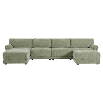 Oversized Modular Sectional Sofa with 2 Ottomans,USB and Type-C Ports