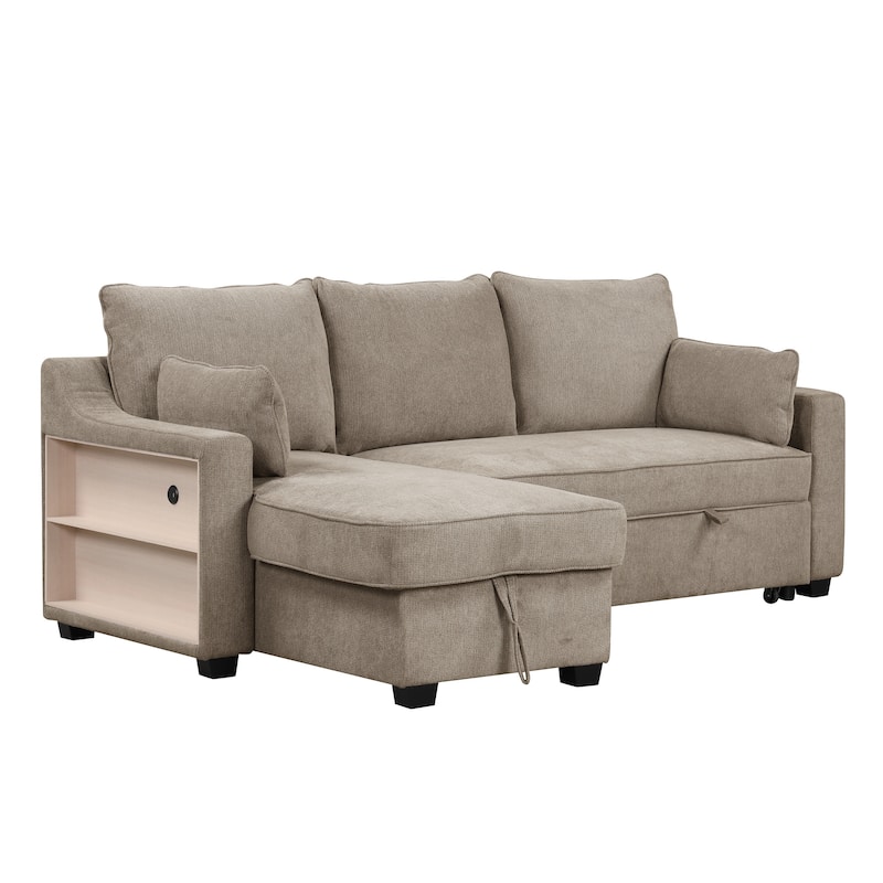 MERAX L-Shaped Couch Convertible Sofa Bed with Storage Chaise