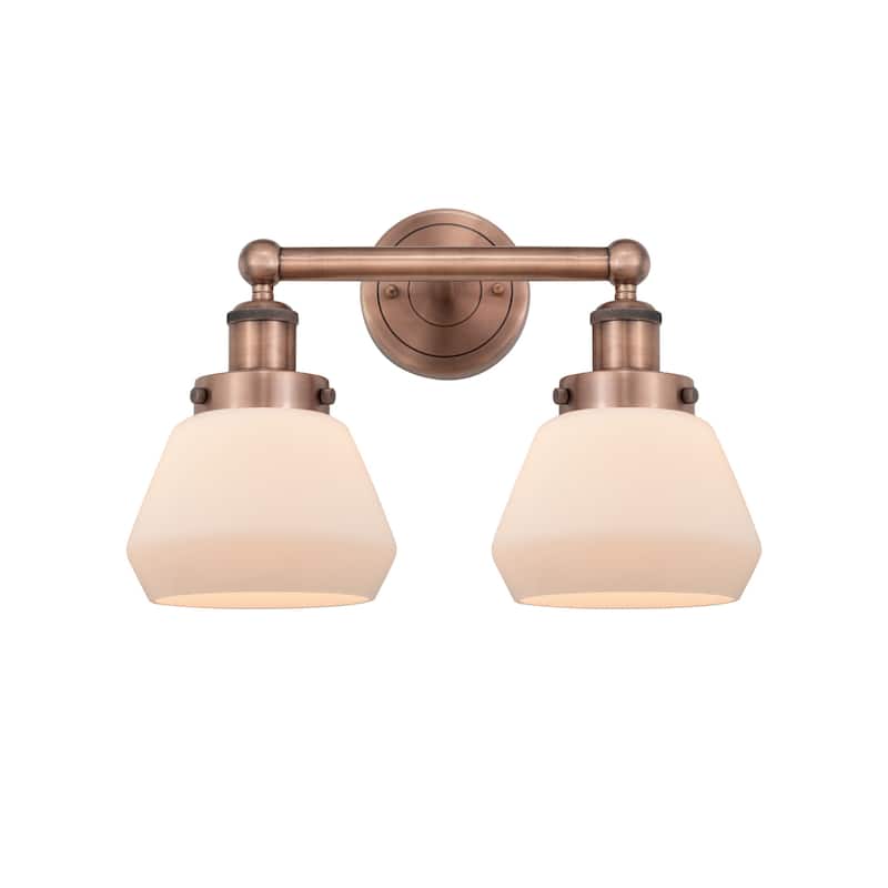Innovations Lighting 616-2W-10-16 Fulton Vanity Fulton 2 Light 16" - Antique Copper / Matte White