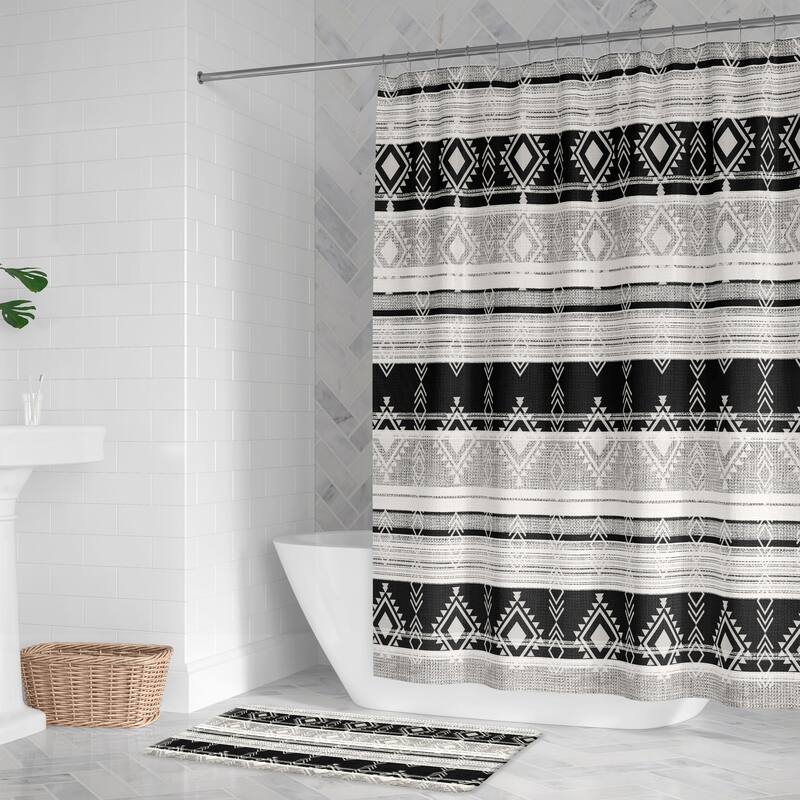 Laural Home Sierra Black and White I Memory Foam Rug