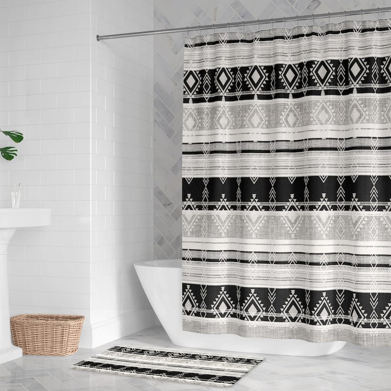 Laural Home Sierra Black and White Shower Curtain