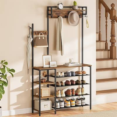Hall Tree with Bench and Shoe Storage - 11.81 x 41.34 x 72.83