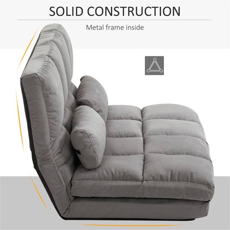 Convertible Suede Sofa Bed 2-in-1 with Adjustable Headrest and Backrest Foldable and Portable - 40.25" W x 28.75" D x 20.75" H