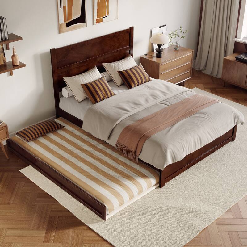 Aveline Wood Platform Bed with Matching Footboard & Trundle