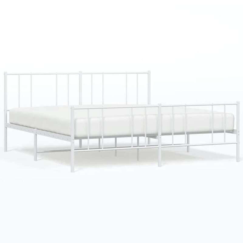 vidaXL Metal Bed Frame with Headboard, No Mattress