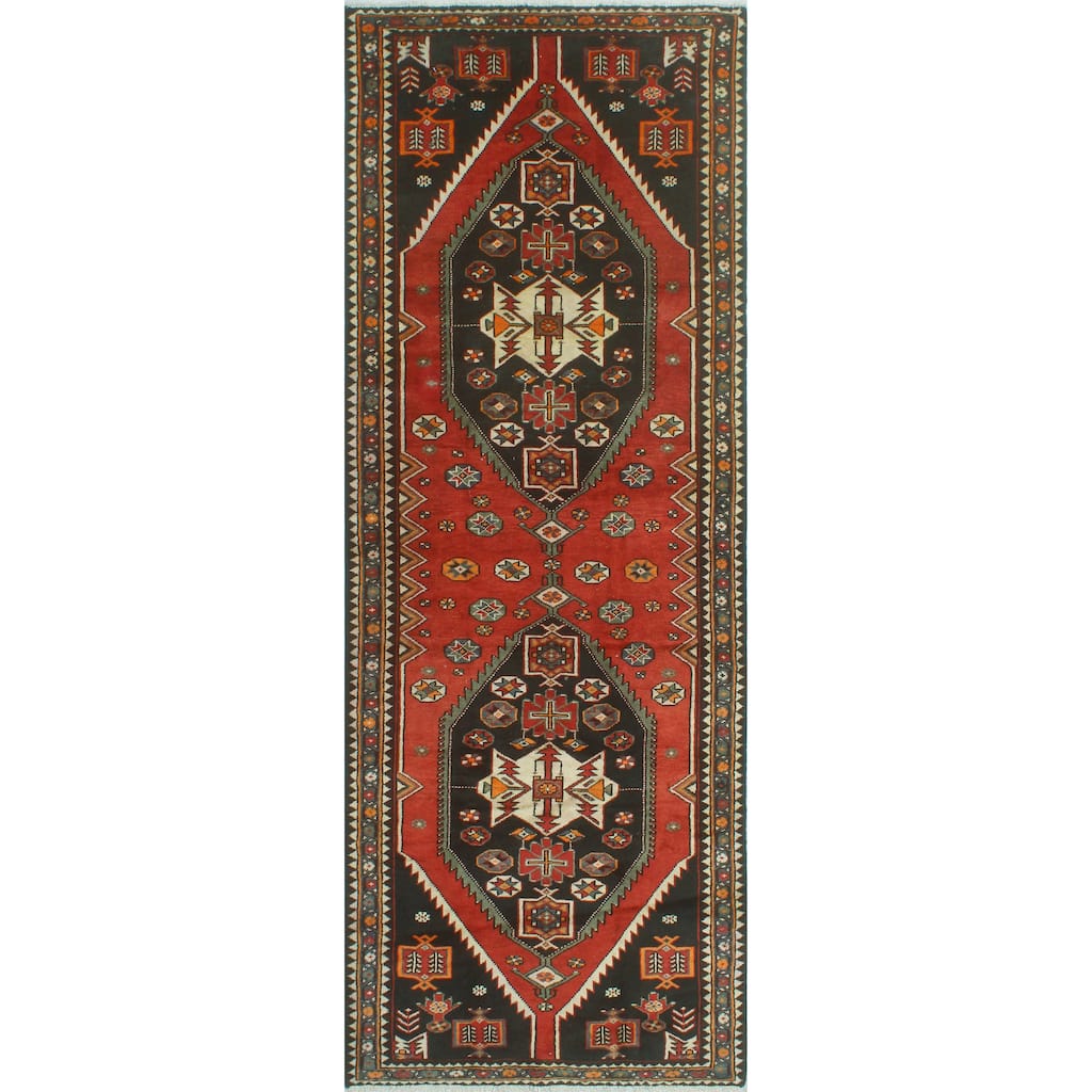 Fine Vintage Distressed Ardalan Rust/Charcoal Runner - 3'9" x 10'6"