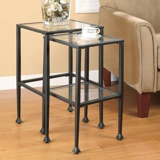 Leilani 2-piece Glass Top Nesting Table Set Black