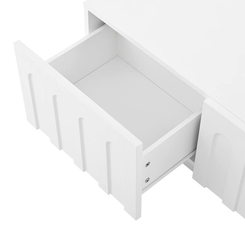 Roomfitters Elegant TV Stand & Coffee Table Set, Multi-Functional Media Console with Arched Design for TVs up to 80"