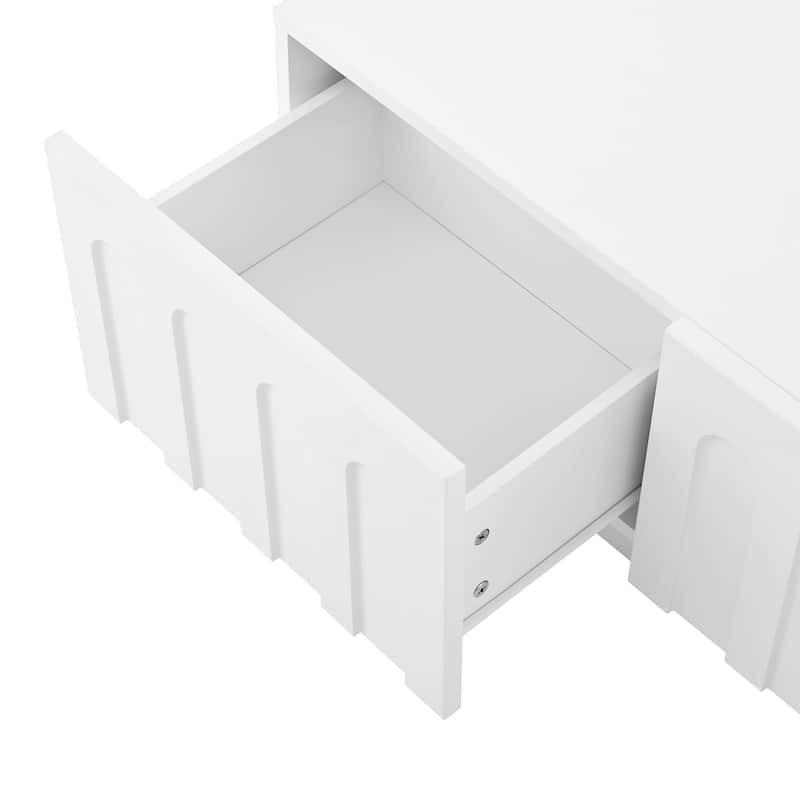 Tv Stand & Coffee Table With Drawers,Set Of 2,Media Console With Arched Design For Tvs Up To 80"